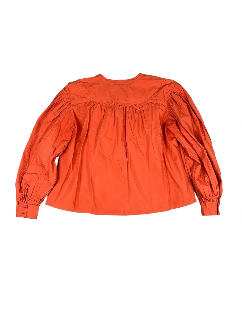 ULLA JOHNSON Delaney Cotton-Poplin Blouse Coral Top Billowing Balloon Sleeve 6